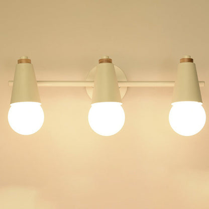 Simplicity Wood Iron Horn Cone 1/2/3 Light Wall Sconce Lamp