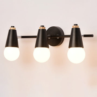 Simplicity Wood Iron Horn Cone 1/2/3 Light Wall Sconce Lamp