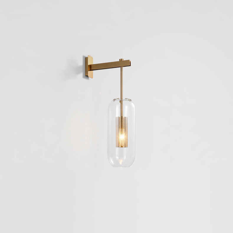 Strip Cylinder Iron Glass 1-Light Wall Sconce Lamp