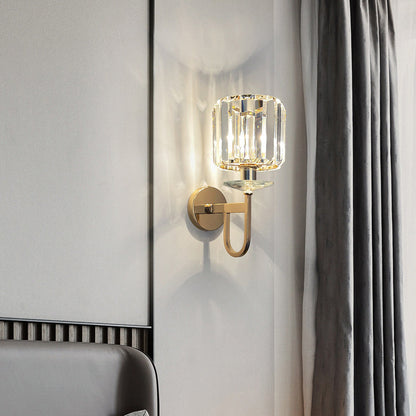 Metal Steel Crystal Ball Cylinder 1-Light Wall Sconce Lamp