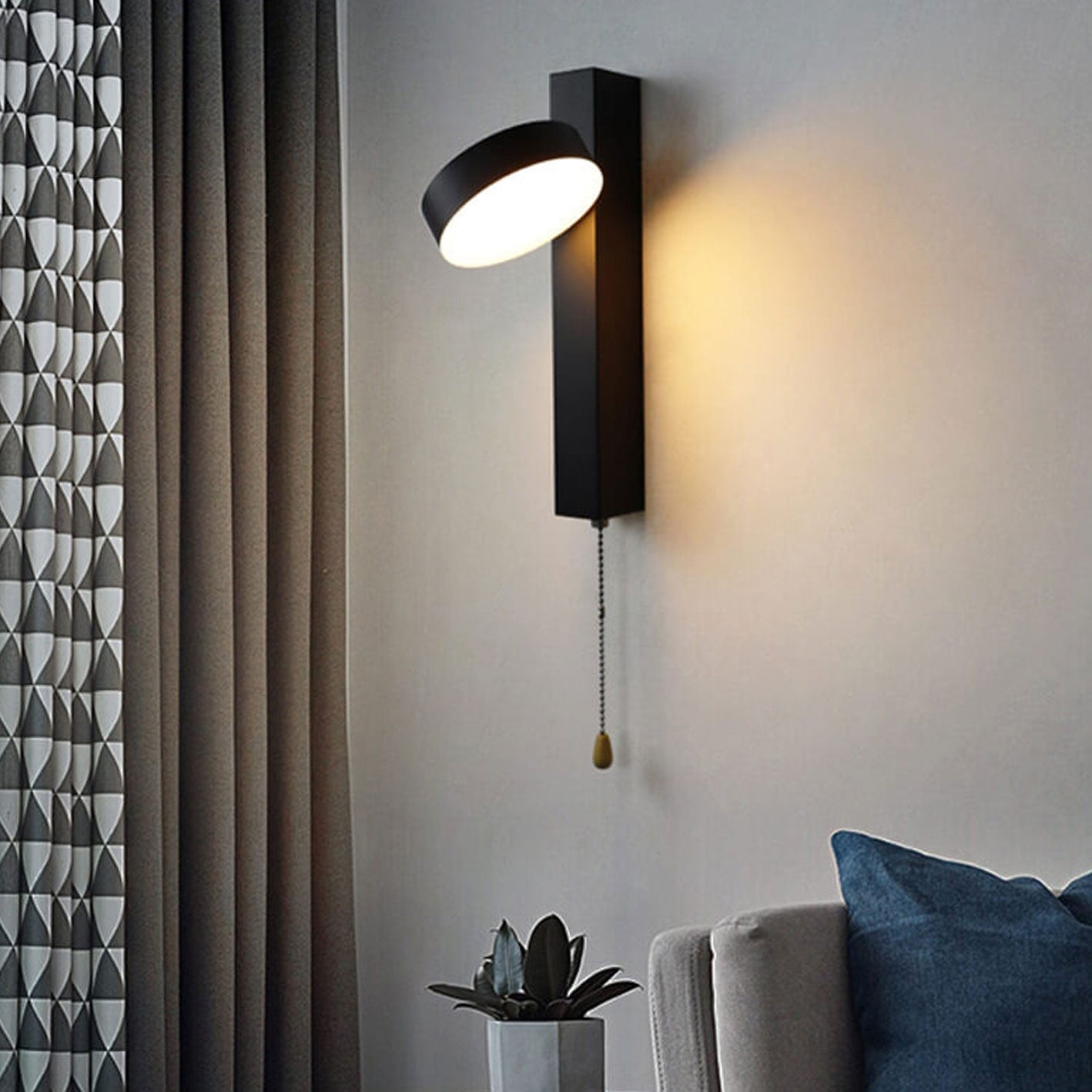 Wrought Iron Acrylic Pull Wire Switch LED Wall Sconce Lamp