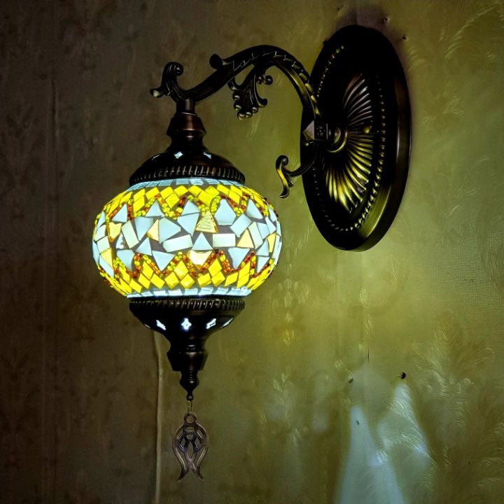 European Exotic Cracked Glass 1-Light Wall Sconce Lamp
