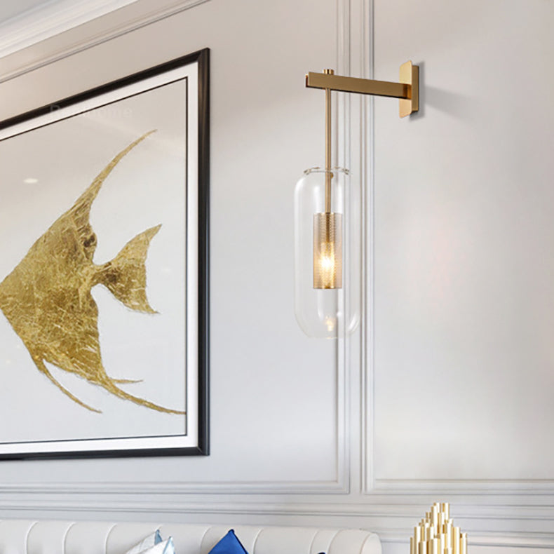 Strip Cylinder Iron Glass 1-Light Wall Sconce Lamp