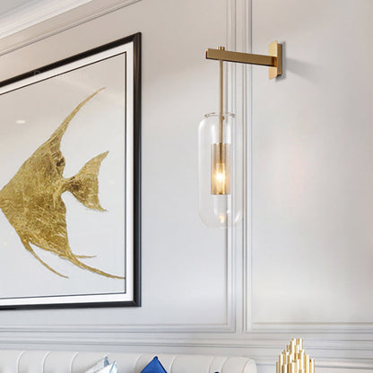 Strip Cylinder Iron Glass 1-Light Wall Sconce Lamp