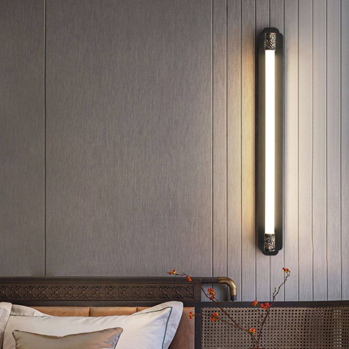 Minimalist All Copper Straight Strip LED Wall Sconce Lamp