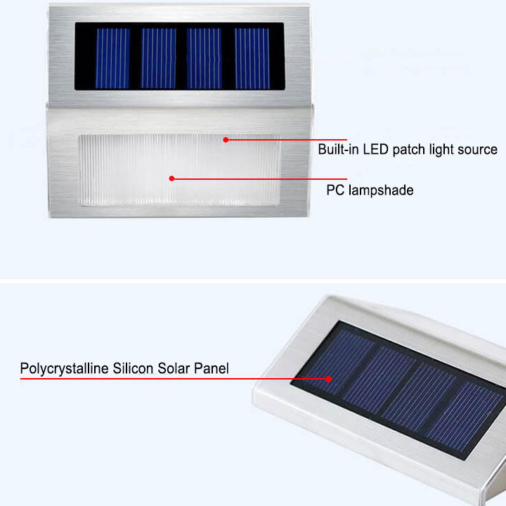 Solar Stainless Steel 3 LED Outdoor Garden Step Light