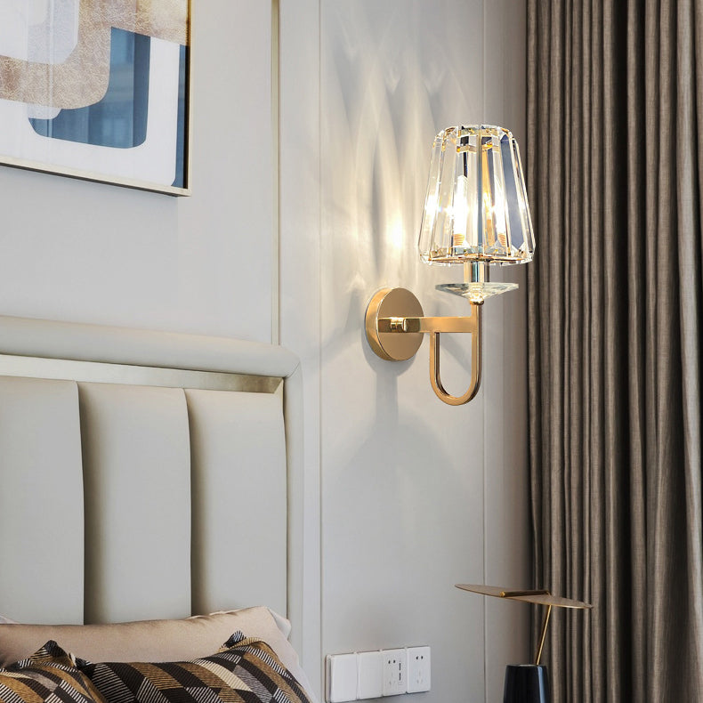 Metal Steel Crystal Ball Cylinder 1-Light Wall Sconce Lamp