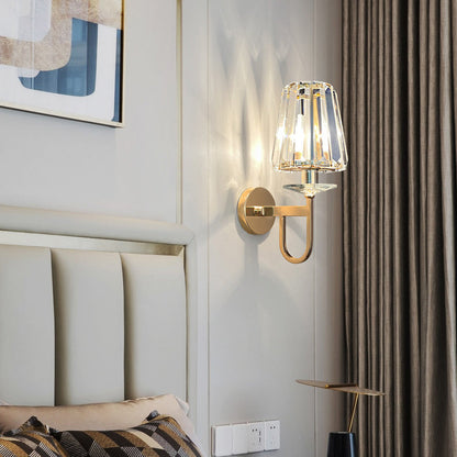 Metal Steel Crystal Ball Cylinder 1-Light Wall Sconce Lamp
