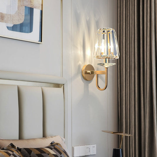 Metal Steel Crystal Ball Cylinder 1-Light Wall Sconce Lamp