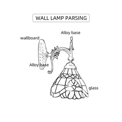 Tiffany Zinc Alloy Stained Glass 1-Light Wall Sconce Lamp