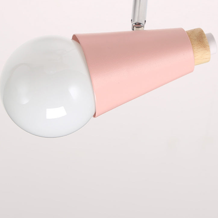 Simplicity Wood Iron Horn Cone 1/2/3 Light Wall Sconce Lamp