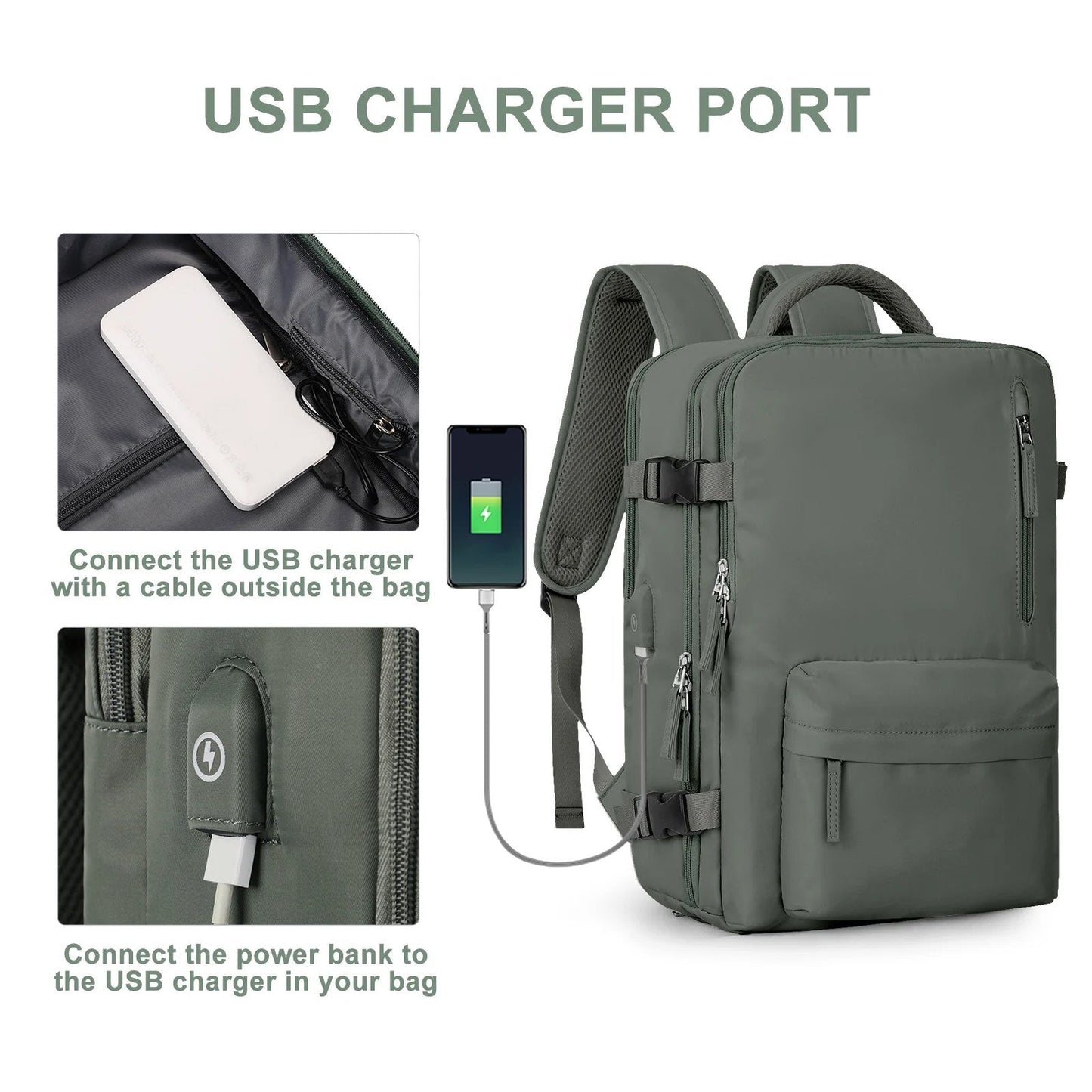 Women's 35L Travel Backpack with USB Port
