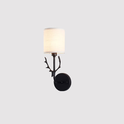 Industrial Fabric Deer Head Design 1-Light Wall Sconce Lamp