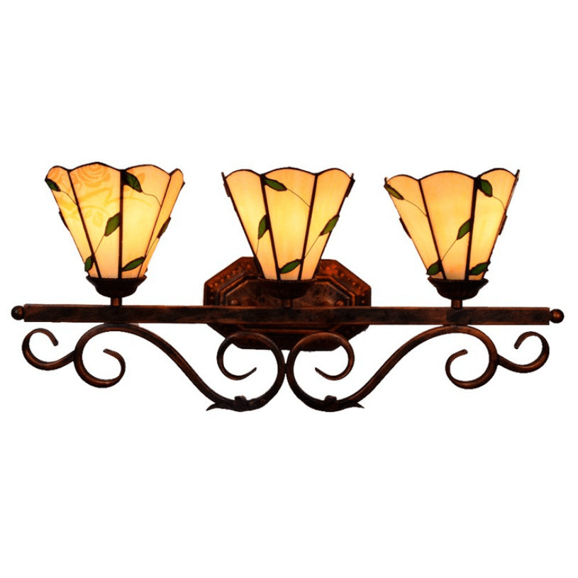 Tiffany Leaf Stained Glass 3-Light Wall Sconce Lamp