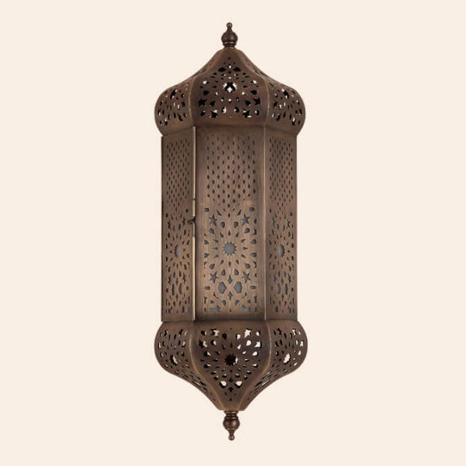 Hollowed Column Copper Moroccan 1-Light Wall Sconce Lamp