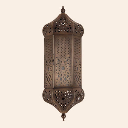 Hollowed Column Copper Moroccan 1-Light Wall Sconce Lamp