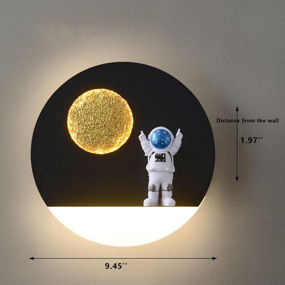 Astronaut Resin Acrylic 1-Light LED Circle Wall Sconce Lamp