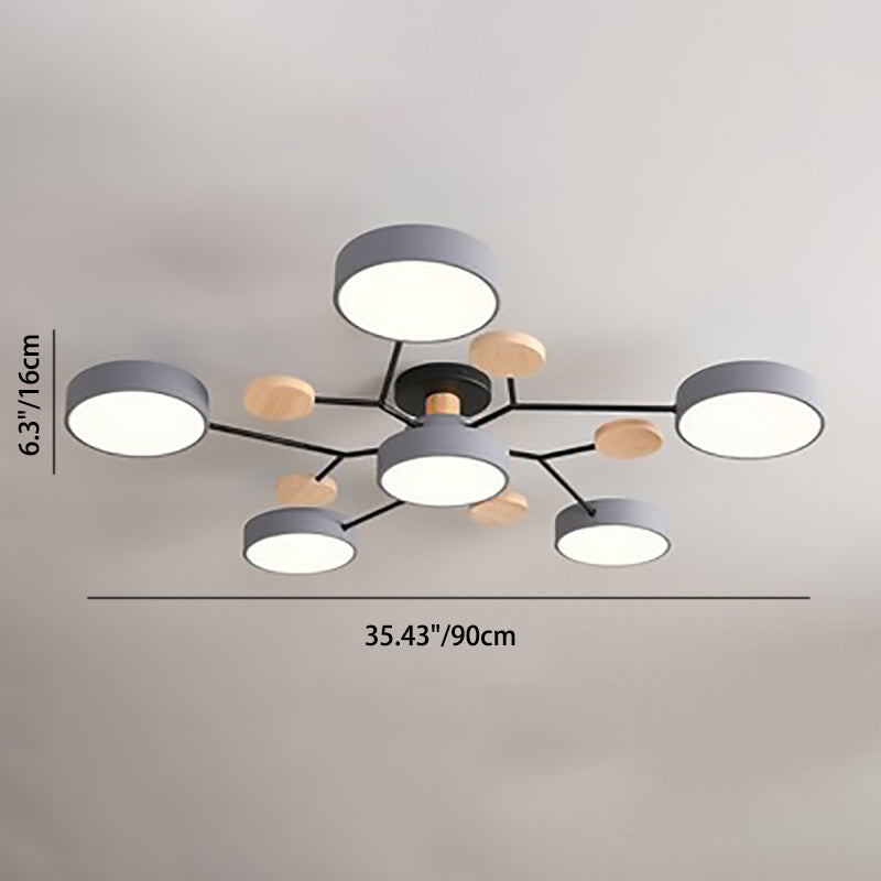 Scandinavian Round Molecule Branch Semi-Flush Light