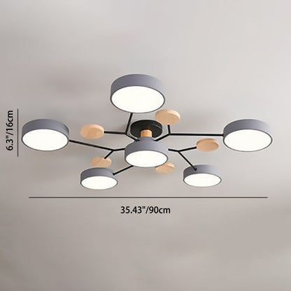 Scandinavian Round Molecule Branch Semi-Flush Light