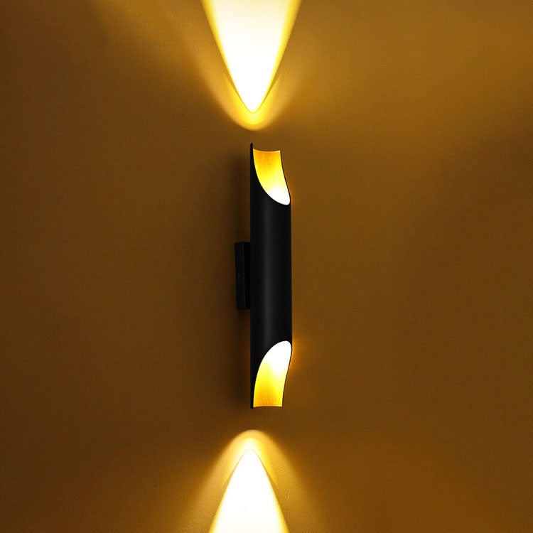 Cylindrical Aluminum Black Gold 2-Light Wall Sconce Lamp