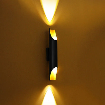 Cylindrical Aluminum Black Gold 2-Light Wall Sconce Lamp