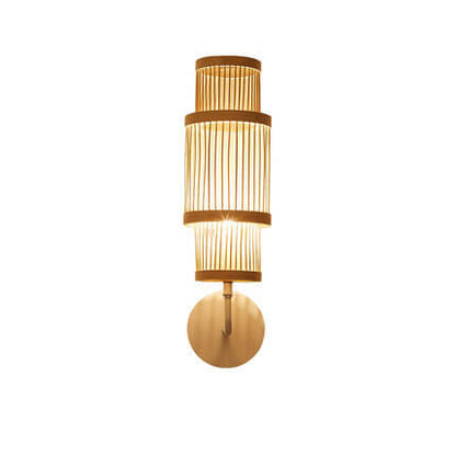 Modern Bamboo Weaving Cylindrical 1-Light Wall Sconce Lamp