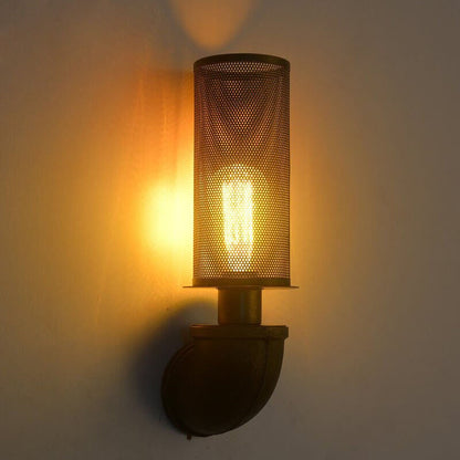 Vintage Cylinder Pipe Metal Mesh 1-Light Wall Sconce Lamp