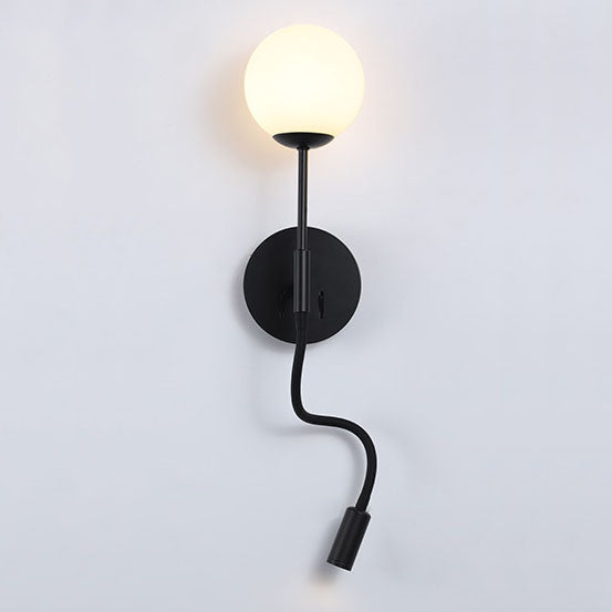 Round Glass Ball Silicone Hose 1-Light Wall Sconce Lamp
