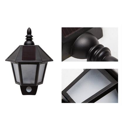 Solar Human Smart Sensor Light Black LED Wall Sconce Lamp