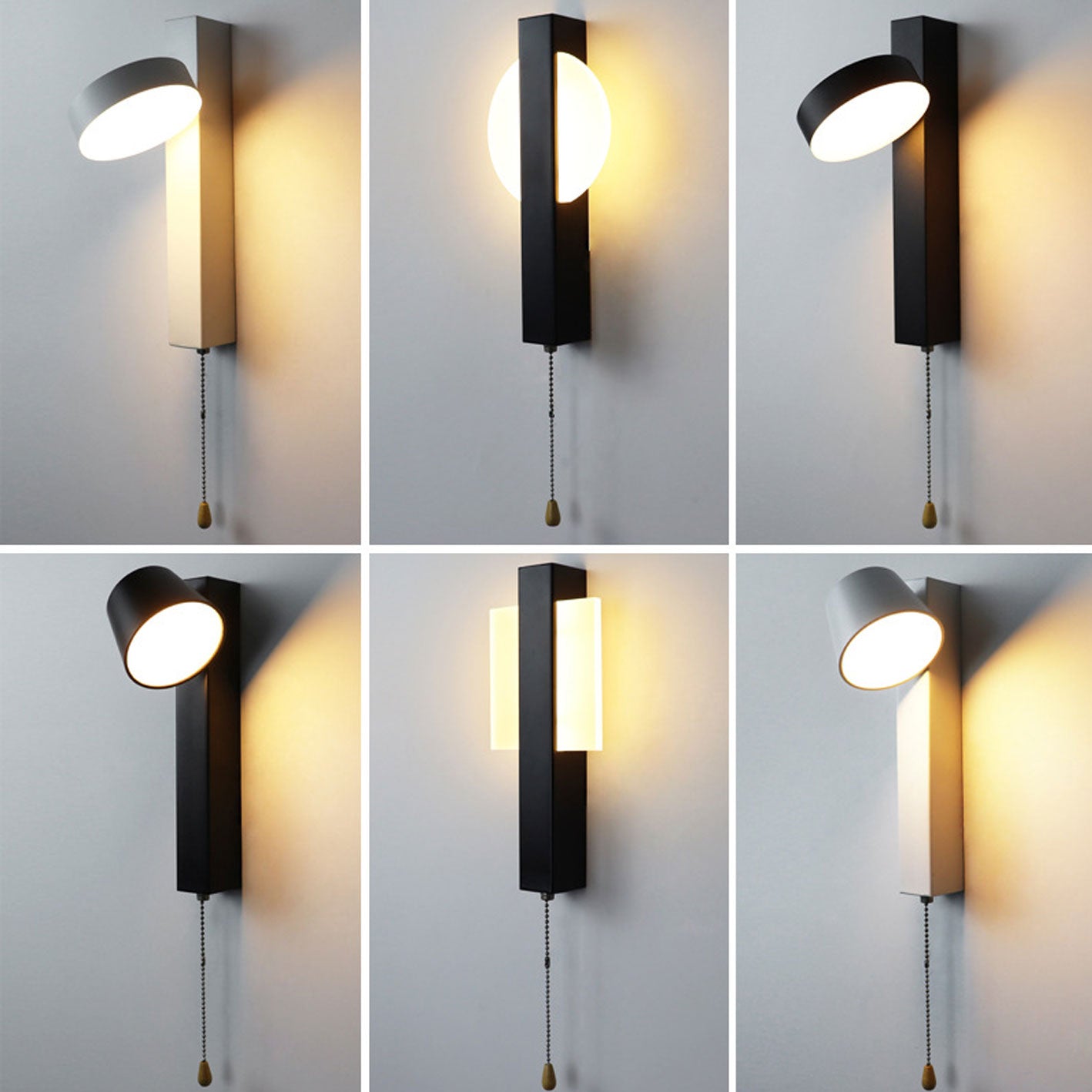 Wrought Iron Acrylic Pull Wire Switch LED Wall Sconce Lamp