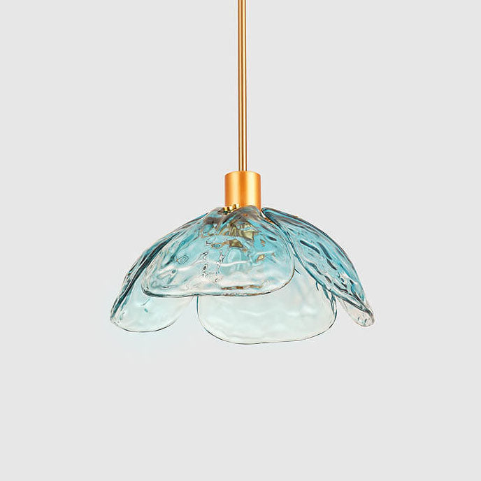 Modern Minimalist Flower-shaped Petal Iron Glass 1-Light Pendant Light For Living Room