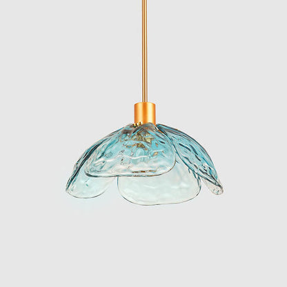 Modern Minimalist Flower-shaped Petal Iron Glass 1-Light Pendant Light For Living Room