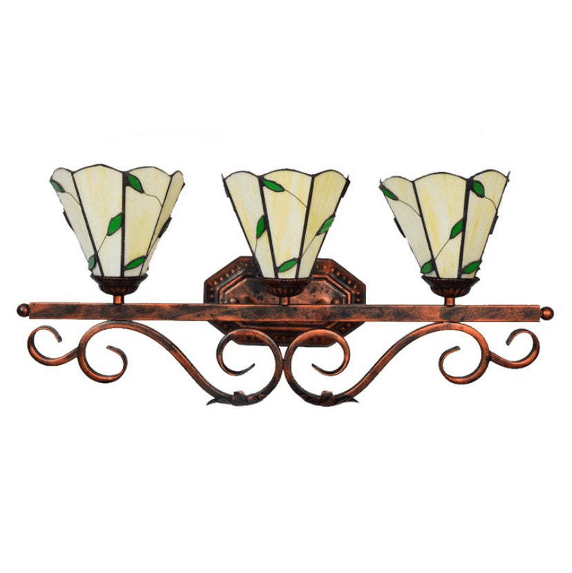 Tiffany Leaf Stained Glass 3-Light Wall Sconce Lamp