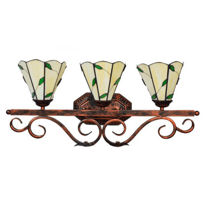 Tiffany Leaf Stained Glass 3-Light Wall Sconce Lamp