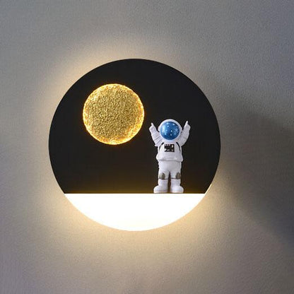Astronaut Resin Acrylic 1-Light LED Circle Wall Sconce Lamp