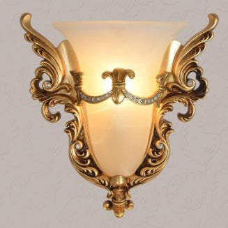 European Flared Carving Resin 1-Light Wall Sconce Lamp