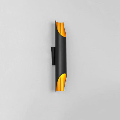 Cylindrical Aluminum Black Gold 2-Light Wall Sconce Lamp