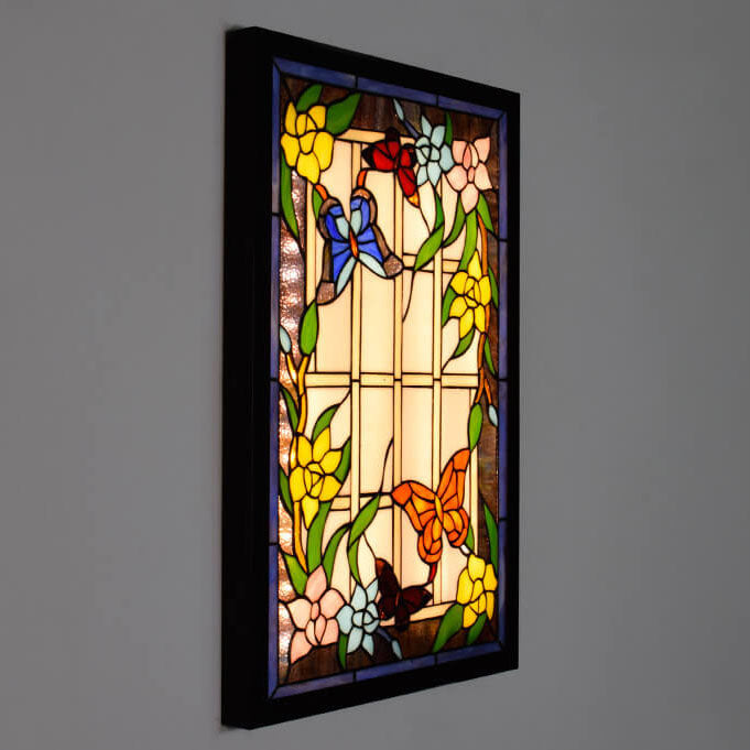 Tiffany Glass Rectangular LED Decorative Mural Wall Light