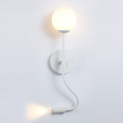 Round Glass Ball Silicone Hose 1-Light Wall Sconce Lamp