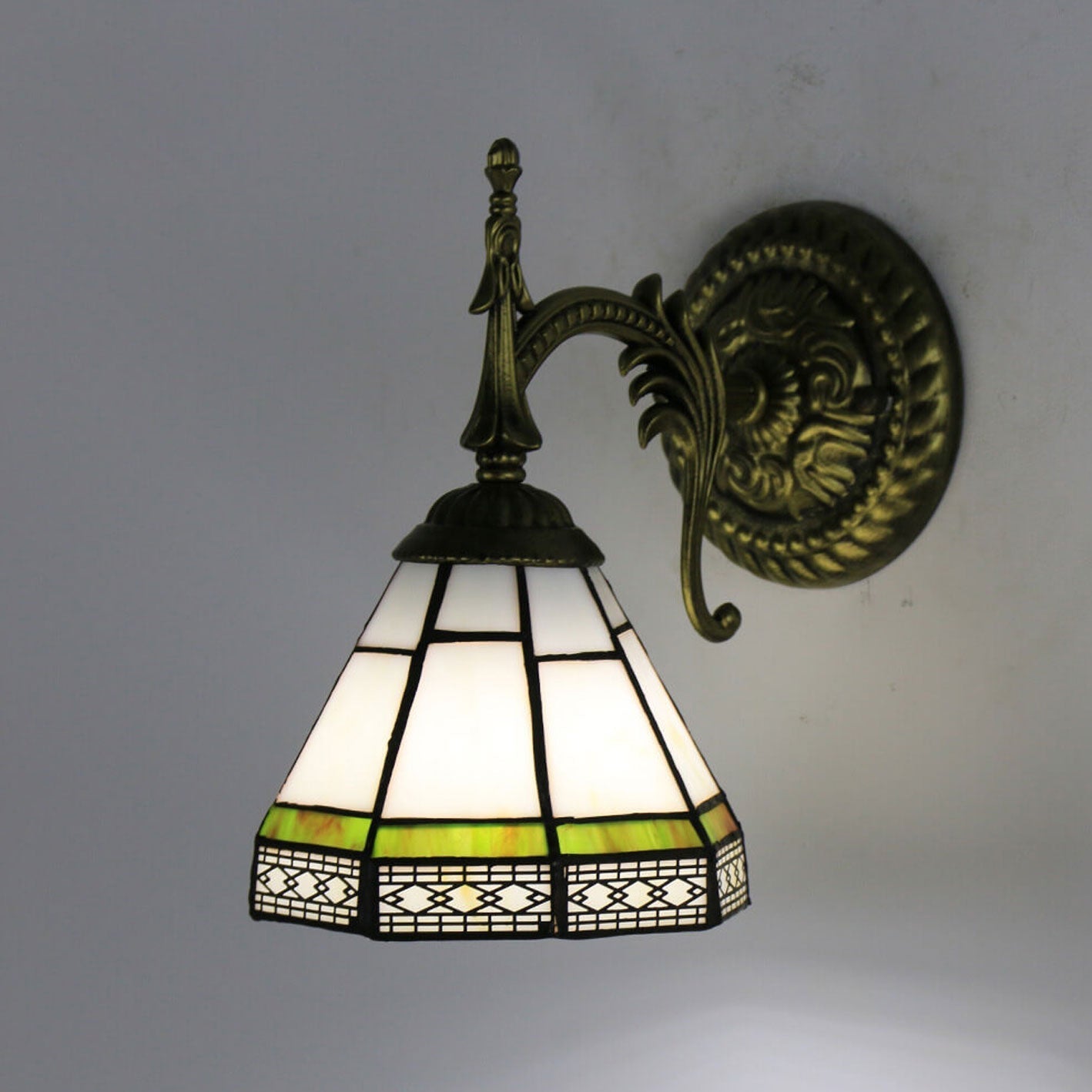 Tiffany Square Stained Glass 1-Light Wall Sconce Lamp
