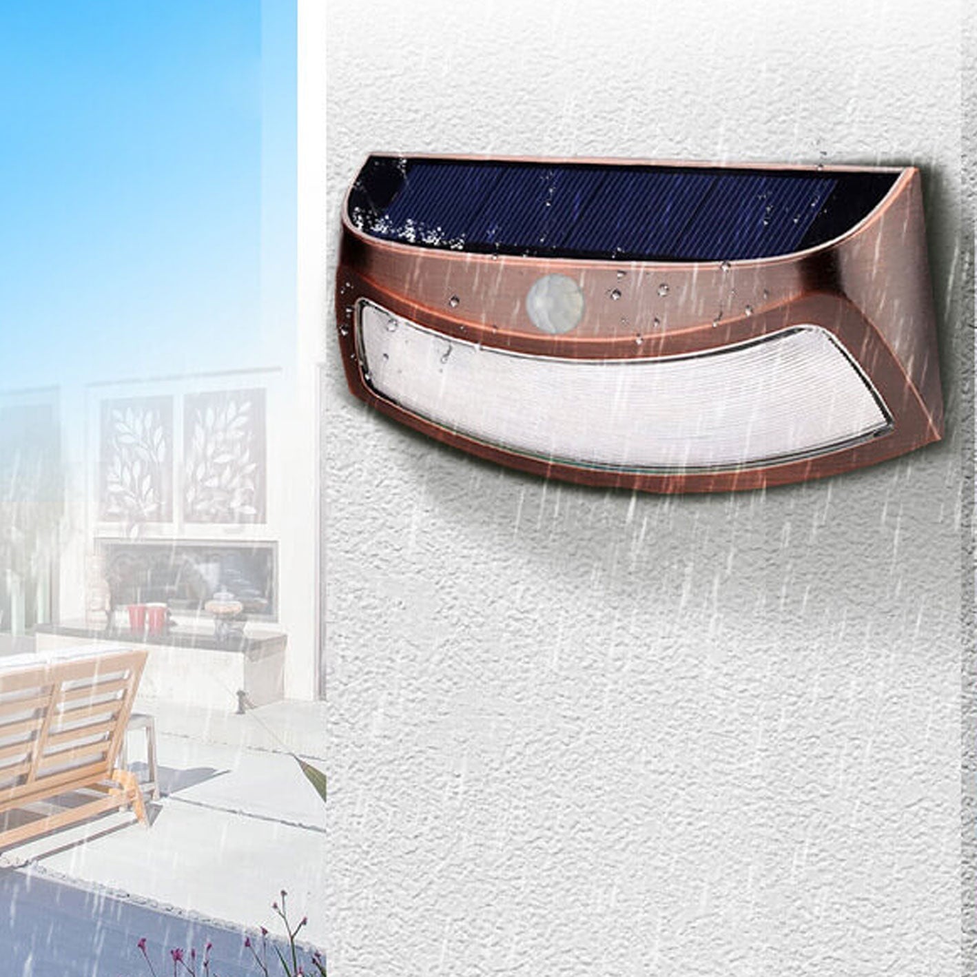 Solar Outdoor Waterproof Patio LED Wall Sconce Lamp