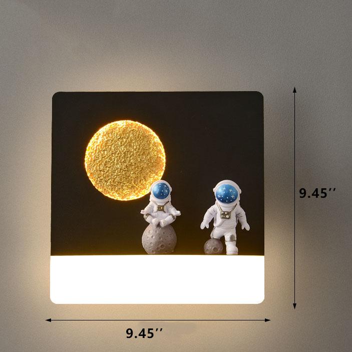 Astronaut Resin Acrylic 1-Light LED Circle Wall Sconce Lamp