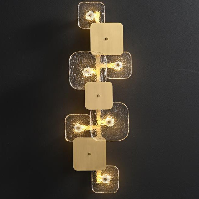 Post-modern Brass Patchwork Square LED Wall Sconce Lamp