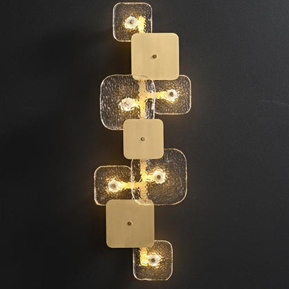 Post-modern Brass Patchwork Square LED Wall Sconce Lamp
