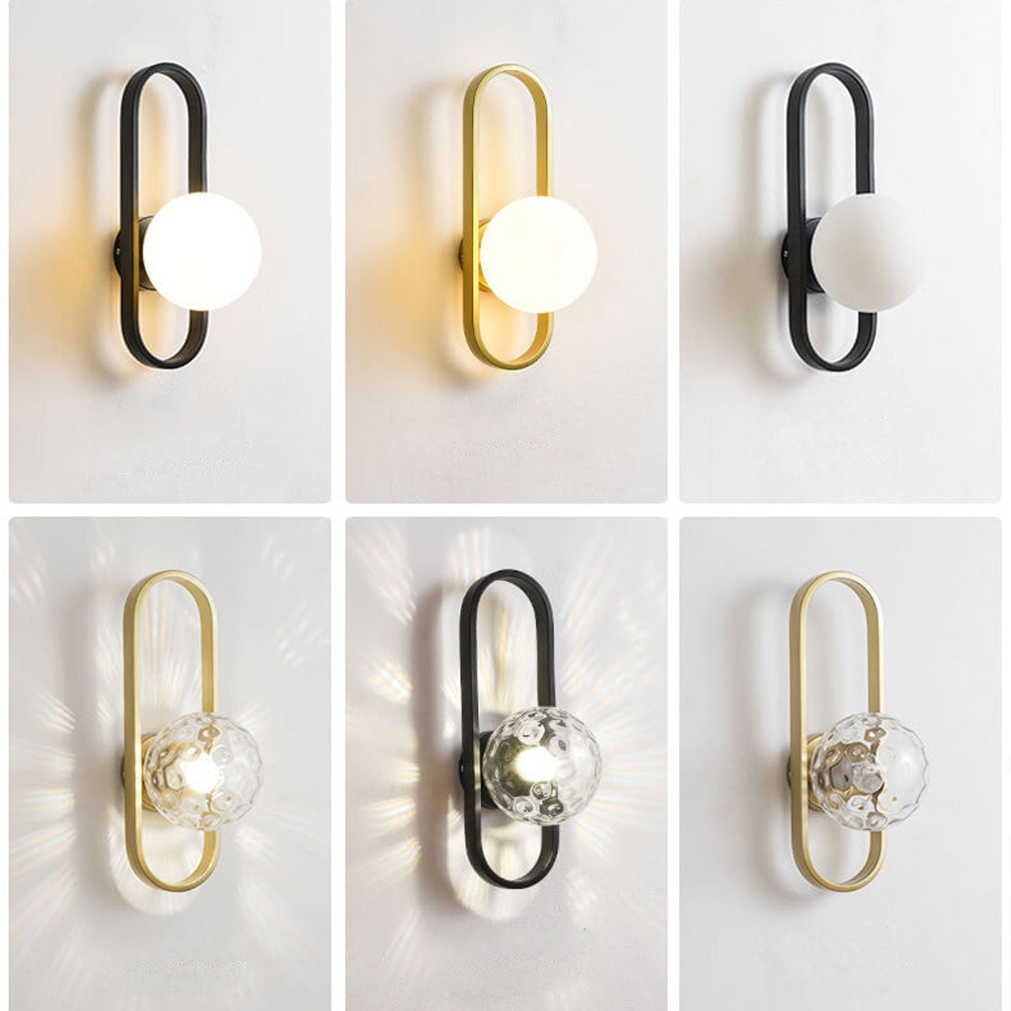 Minimalist Oval Ring Iron Glass 1-Light Wall Sconce Lamp