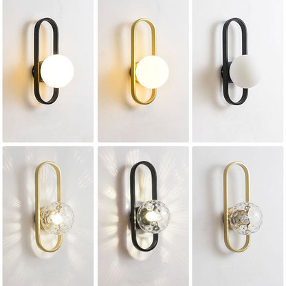 Minimalist Oval Ring Iron Glass 1-Light Wall Sconce Lamp