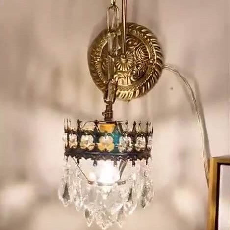 Vintage Luxury Crystal Crown 1-Light Wall Sconce Lamp