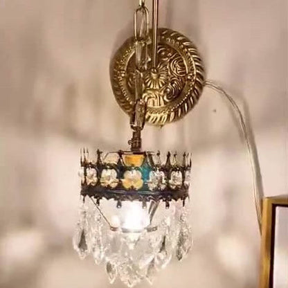 Vintage Luxury Crystal Crown 1-Light Wall Sconce Lamp