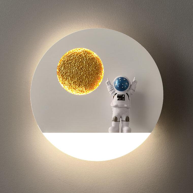Astronaut Resin Acrylic 1-Light LED Circle Wall Sconce Lamp