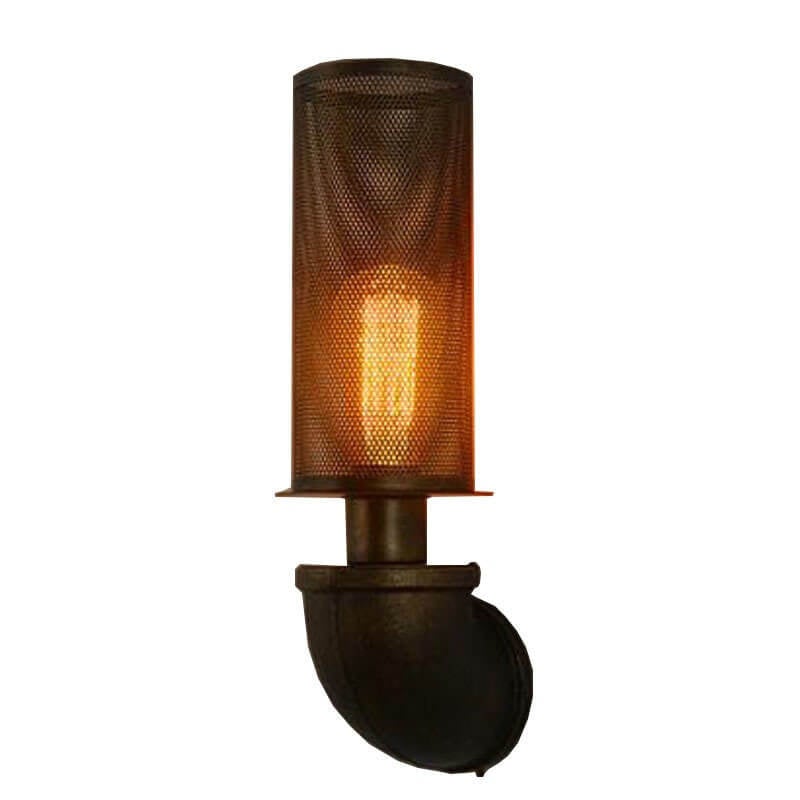 Vintage Cylinder Pipe Metal Mesh 1-Light Wall Sconce Lamp